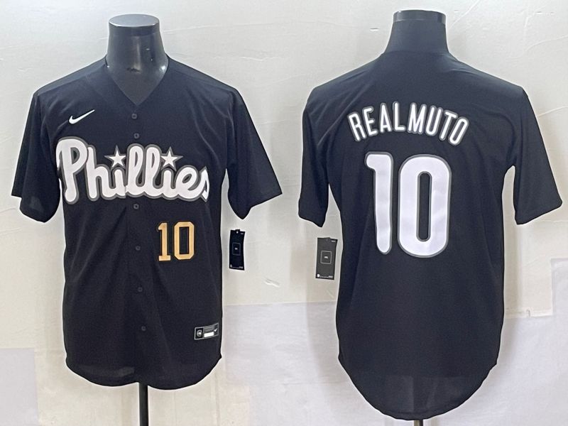 Men 2025 Philadelphia Phillies #10 Realmuto Black Fashion Nike MLB Jersey style 7092->philadelphia phillies->MLB Jersey